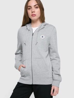 Converse Women's Light Gray Full-Zip Hoodie